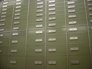 Safe deposit boxes inside the vaults of a Swis...